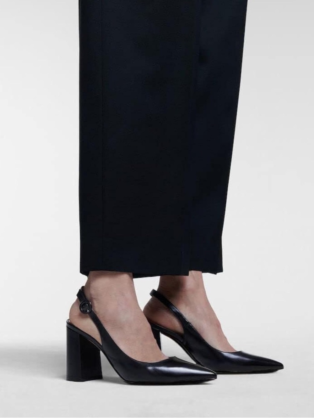 Womens Slingback Pointed Toe Block Heels